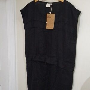 C5 Reistor XL black sheer hemp dress with drawstring and pockets